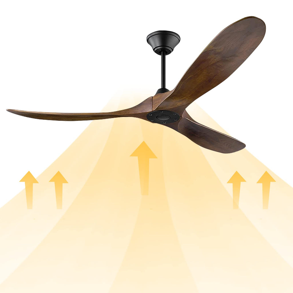 60 Inch Ceiling Fan Without Light, Large Outdoor Propeller Ceiling Fans s, 3 Blades Farmhouse Wood Fan with Downrods