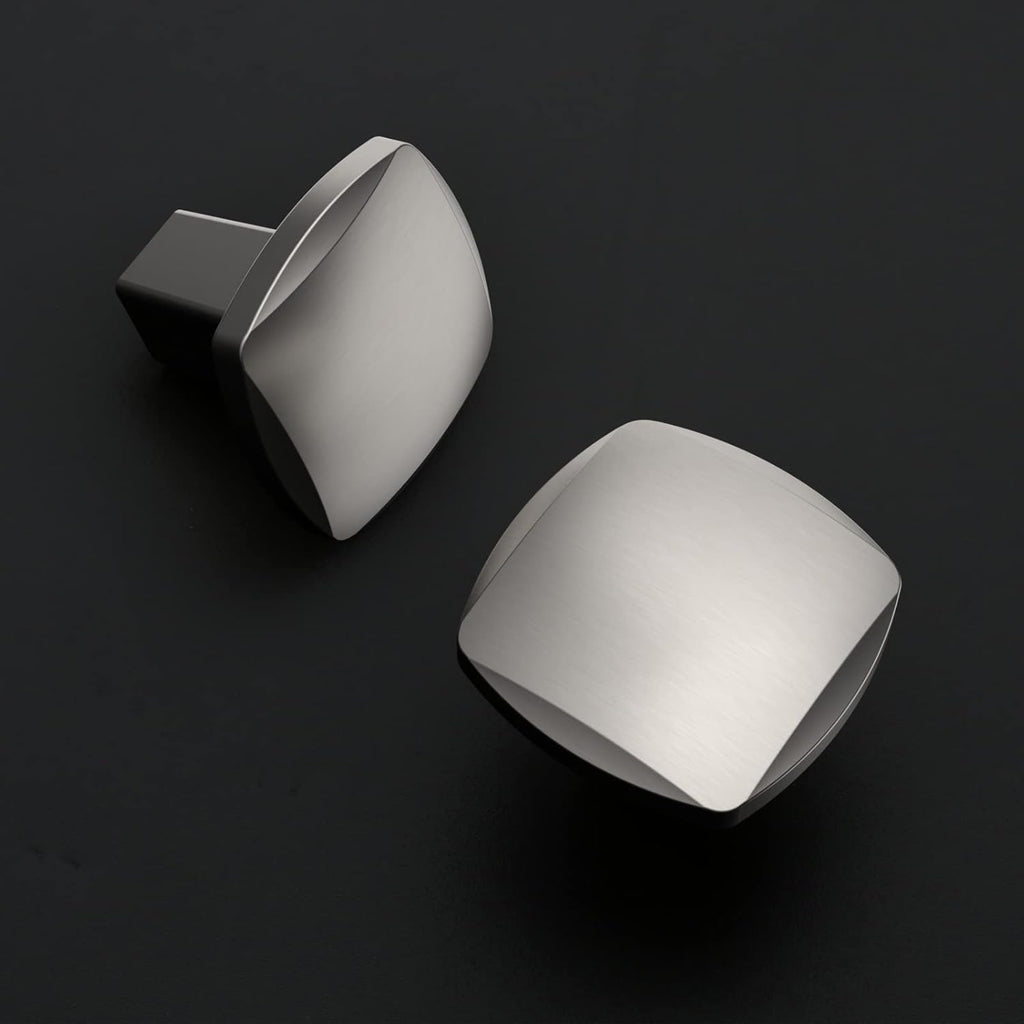30 Pack Brushed Satin Nickel Cabinet Knobs, 5/128MM, Silver, Zinc, Bronze (50%, 50%), Arch & Bow, Easy to Install