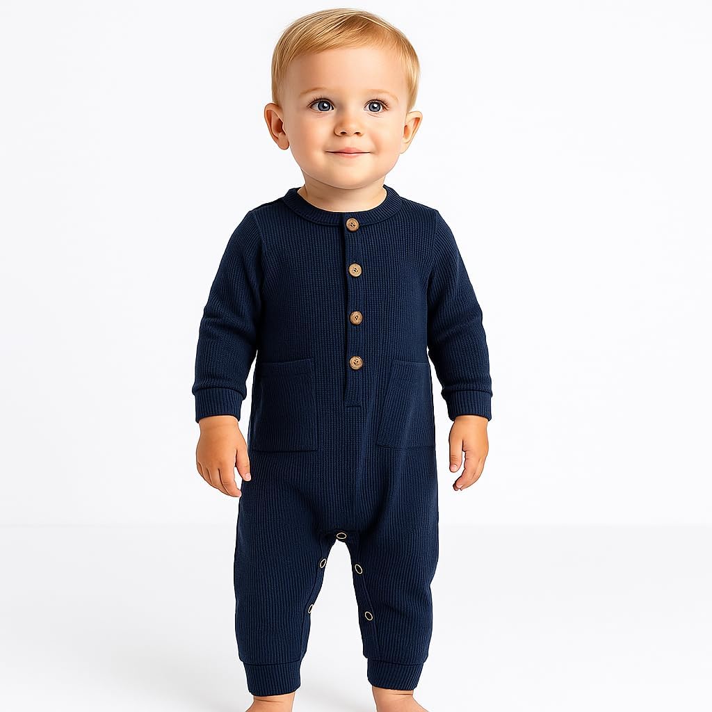 Baby Boys 2 Pack Romper Ribbed Long Sleeve One-Piece Jumpsuit Clothes