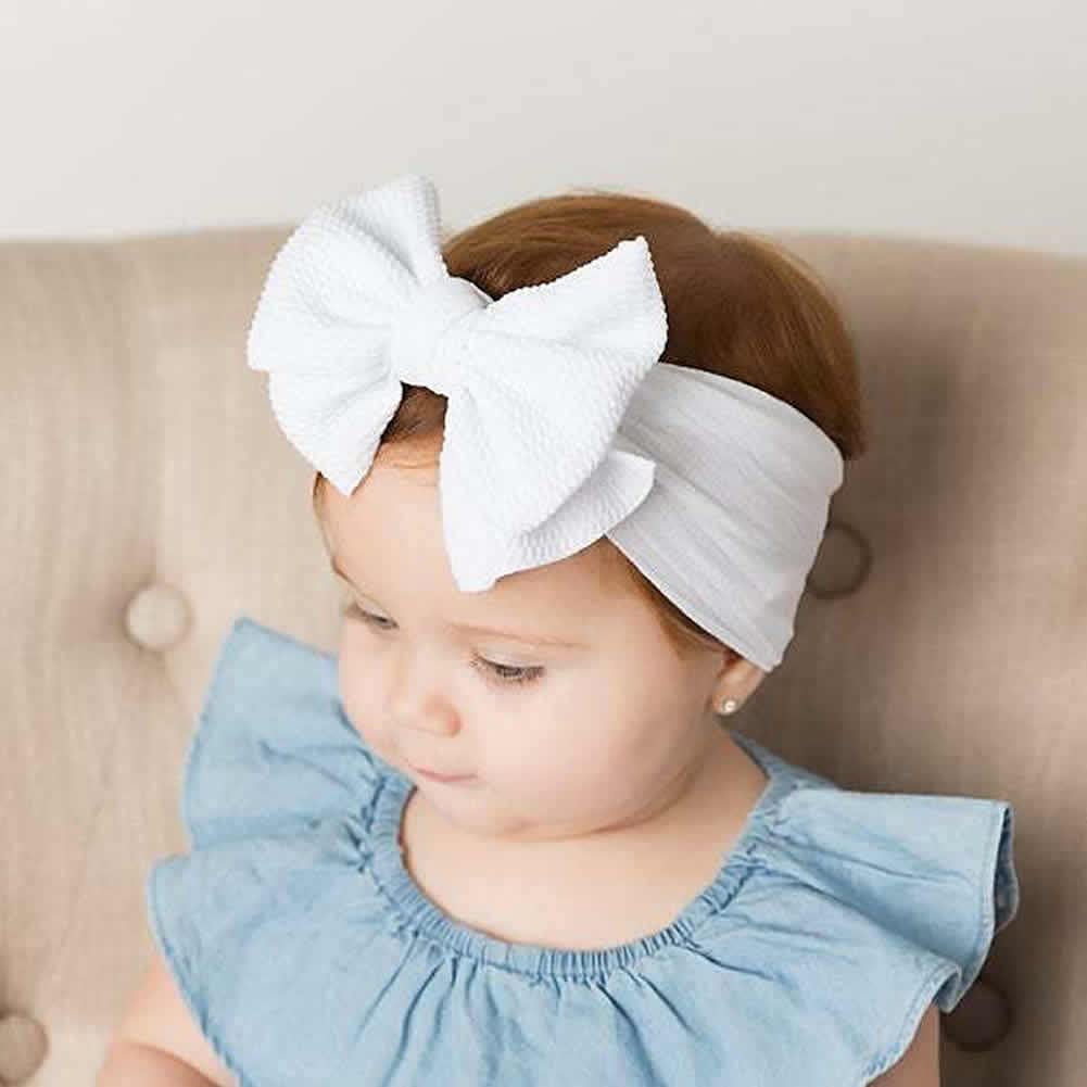 12 Pack Oversized Colorful Solid Stretchy Nylon Headbands with Big Bow Large Knot Hair Bows Soft Elastic Hair Bands