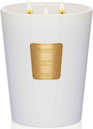 Creamy Vanilla Pie Soy Candle, 35oz 3-Wick, Cozy Baking Gift - Set of 35