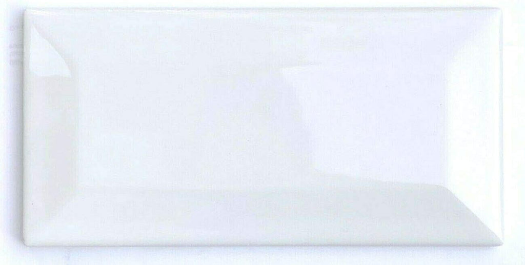 3x6 White Beveled Glossy Ceramic Genuine Subway Tile Made in USA (Full Box 80)