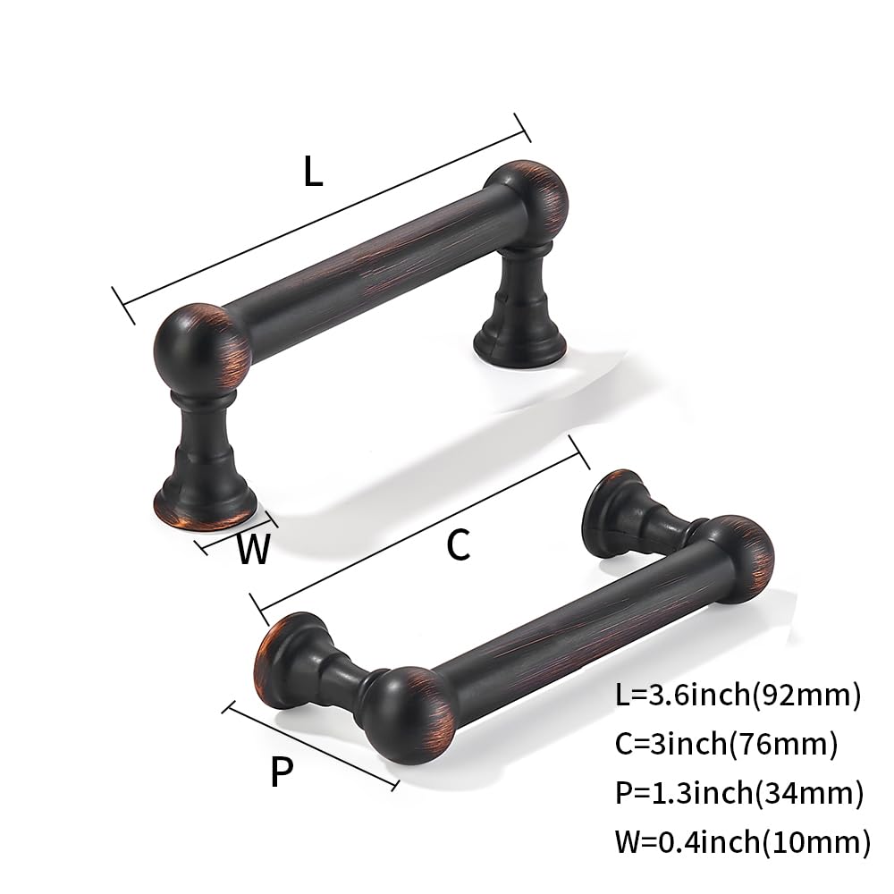 10 Pack 3 Inch Hole Center Oil Rubbed Bronze Cabinet Pulls Heavy Duty Solid Cabinet Handles cabinets Dressers