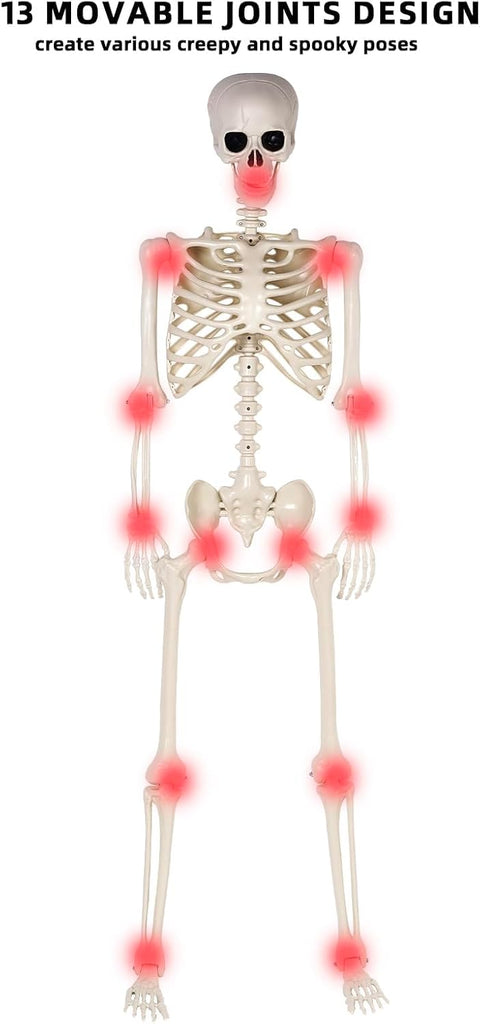 Halloween Skeletons Decorations - 5.4FT Life Size Posable Skeletons, Realistic Plastic Full Body Skeletons Yard Patio