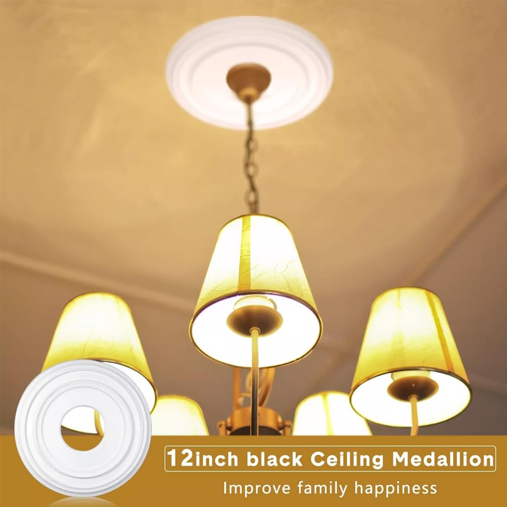 12" Decorative Ceiling Medallion for Light Fixtures & Fans PU White