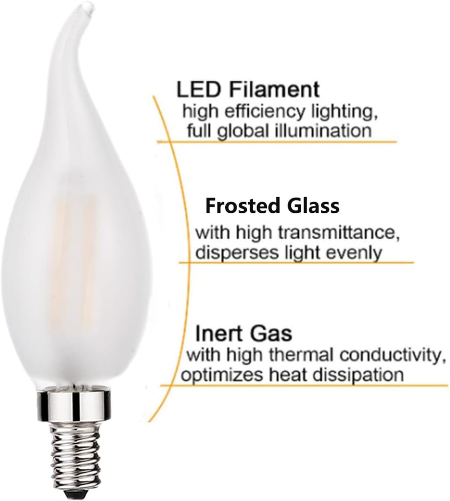 Frosted Candelabra Light Bulbs 25 Watt Equivalent E12 LED Bulb