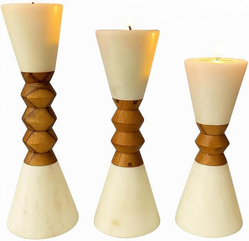 Set of 3, Marble Tealight Candle Holder 10", 9" and 8"