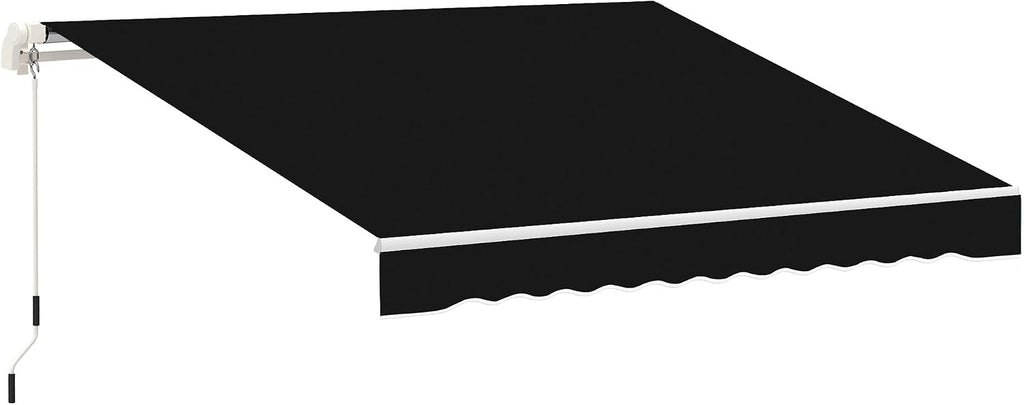8' x 7' Patio Retractable Awning, Manual Exterior Sun Shade Deck Window Cover, Black
