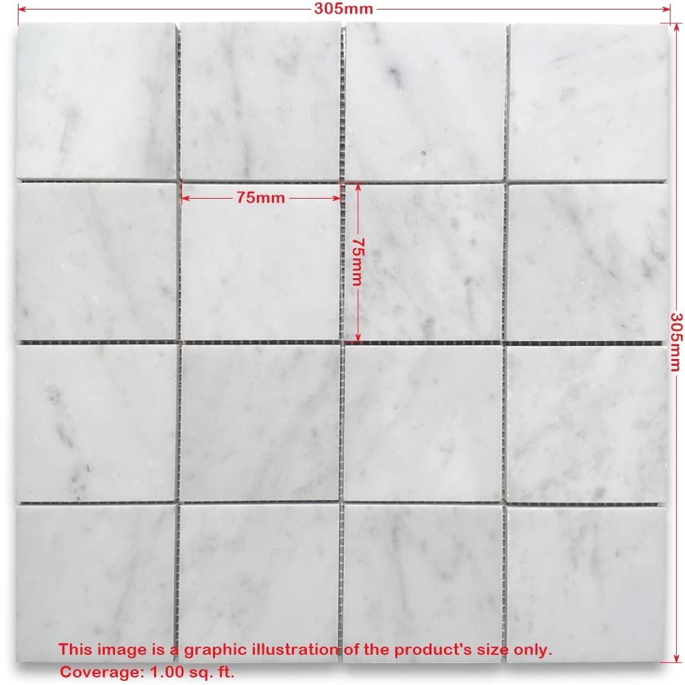 Nero Marquina Black Marble 3x3 Square Mosaic Tile