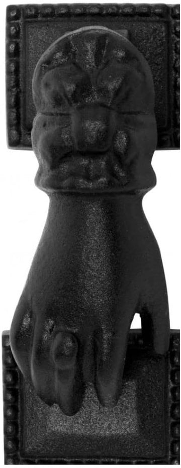 Black Cast Iron Door Knocker Hand Fist Rustproof and Weatherproof Finish 4in High X 1-15/16in Wide