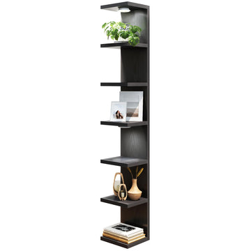 7 Tier Wall Shelf with LED Lights Lack Shelf for Room Decor Black