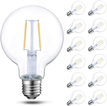 Energetic 12-Pack 5W Dimmable LED Globe Light Bulb, G25 LED Vintage Light Bulb, 60W Equivalent, 500Lumens, 2700K Soft