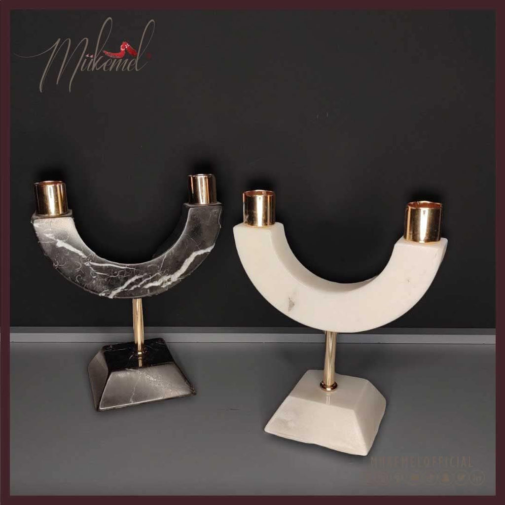 Bended candelabra (7.50 inch, Full set, Home Décor, Luxury candle holder,Handmade Marble Decoration, Natural Marble)