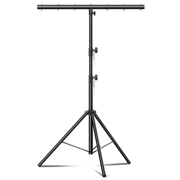DJ Lights Stand with Round T Bar, Heavy Duty Par Can Tripod for 7 Lights Stage Light Stand Adjustable Height