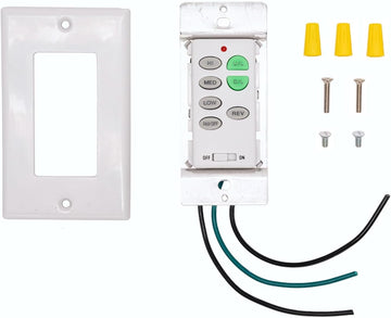 Universal Ceiling Fan Wall Control with Reverse - 3-Speed, Up/Down Light Dimming, Button Control