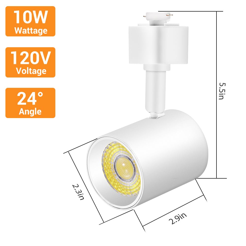 J Type Track Lighting Heads Dimmable, White, Pack of 6