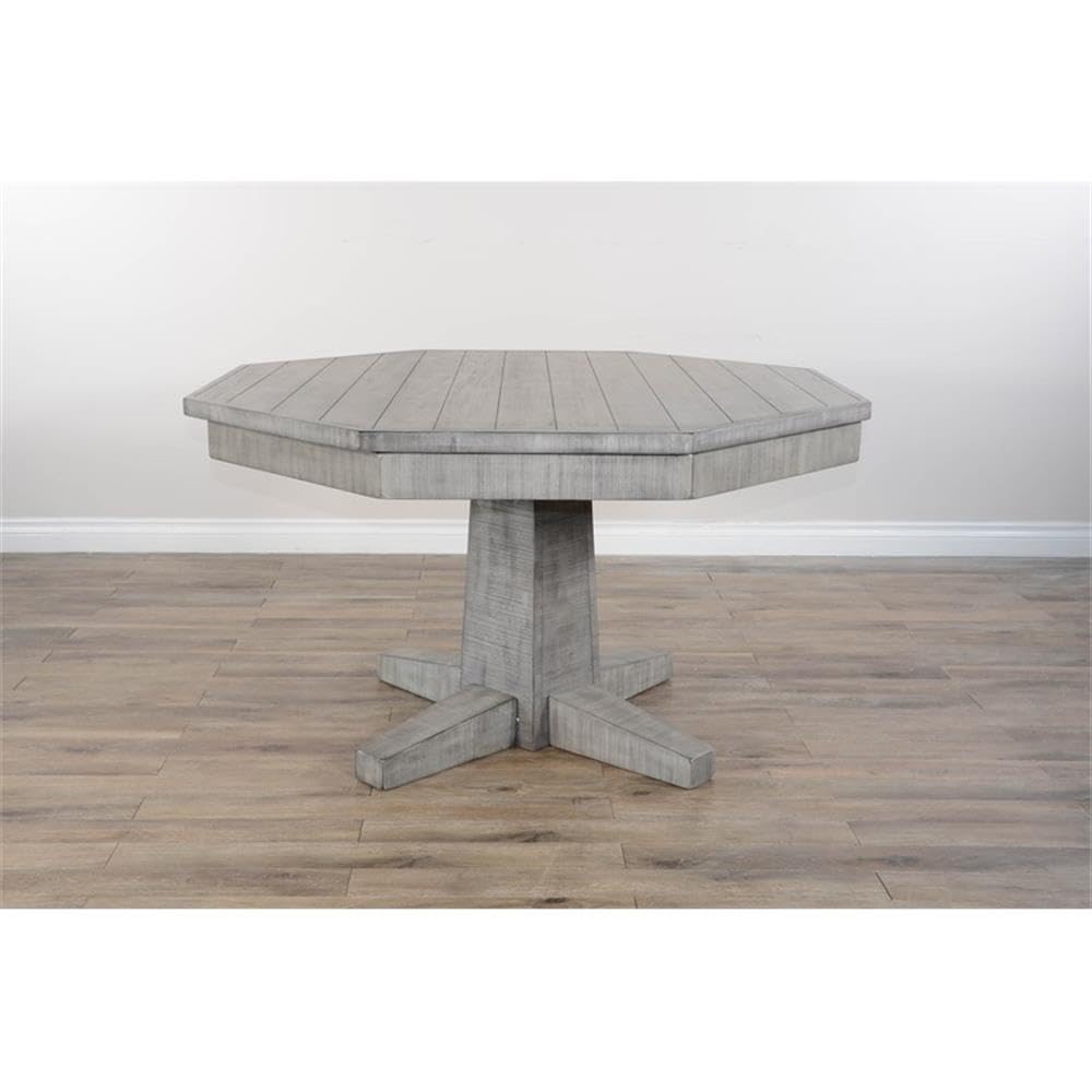 Octagon Convertible Poker Table with Reversible Dining Top - 8-Player Card Table with Chip & Cup Holders, Pedestal