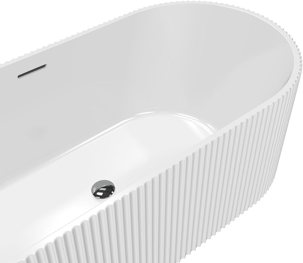 67 Inch Acrylic Freestanding Bathtub, Deep Soaking Tub with Non-Slip Base, cUPC Certified Free Standing Tub, Chrome