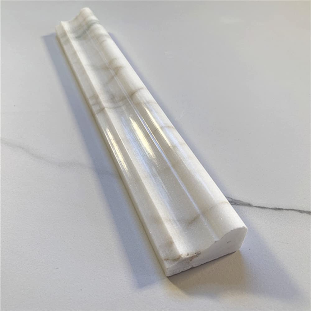 Calacatta Gold Marble 2x12 Chair Rail Trim Molding Polished Kitchen Bath Wall Floor Backsplash Shower (1 piece)