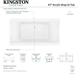 VTPN673619C 67-Inch Acrylic Drop-In Tub with Reversible Drain, Glossy White