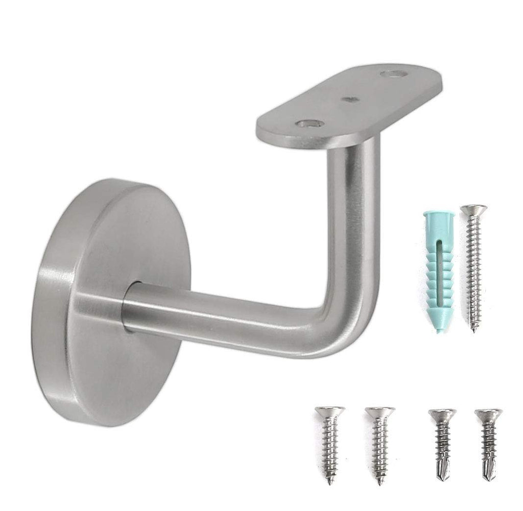 Stainless Steel Wall Mount Staircase Handrail Brackets w/Base Flange Cover for Flat Surface Square Top Railing, Satin