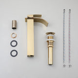 23 Inch Bathroom Vessel Sink with Waterfall Faucet and Pop-Up Drain Combo,Gold Ceramic Sink Bowl Modern Vessel Sink