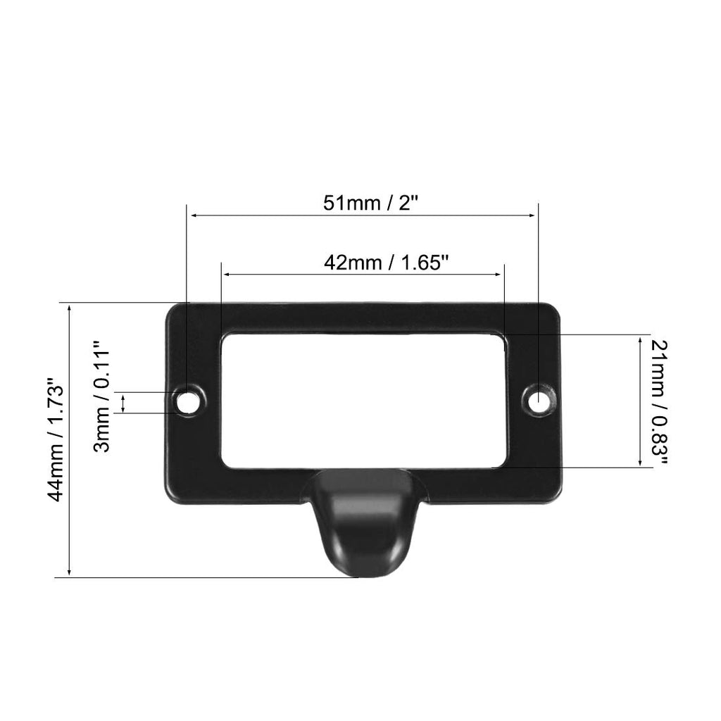Label Holder Pull Handles, Vintage Zinc Alloy Label Frame Drawer Knobs for Cabinet Cupboard, Black 59x44mm Pack of 8