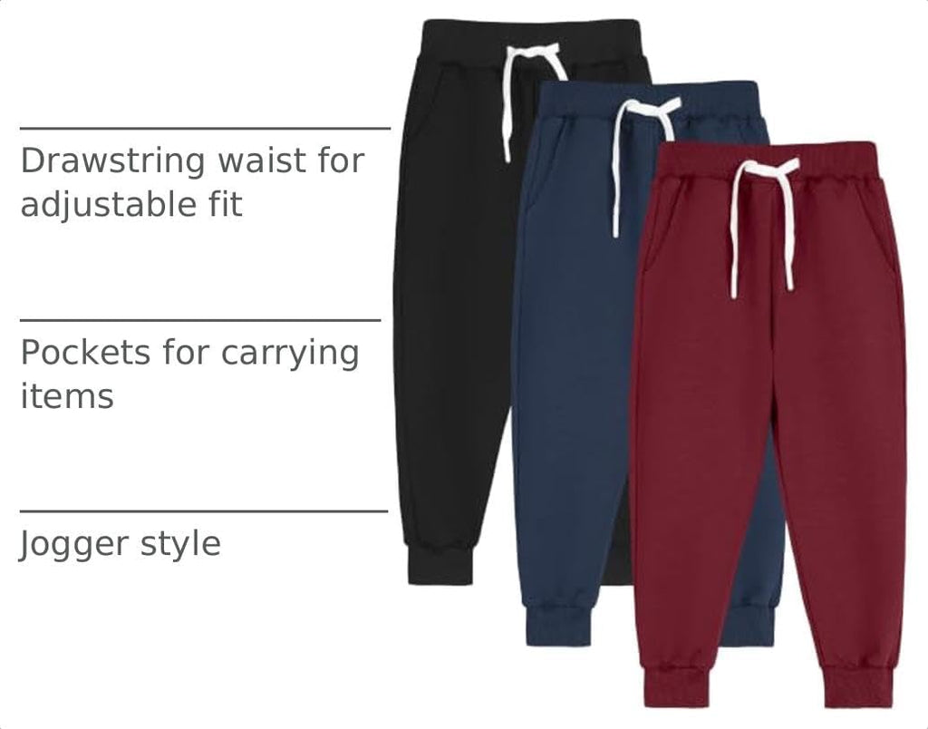 Boy Joggers Sweatpants Toddler Cotton Pant with Pockets Drawstring