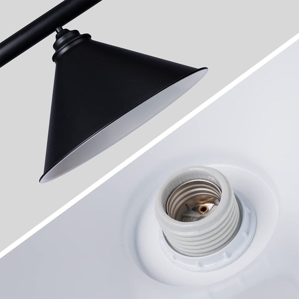 59in Billiard Pool Table Light with Pull Chain Switch on Pendant Light Fixture 3 Lights with Matte Black Shade