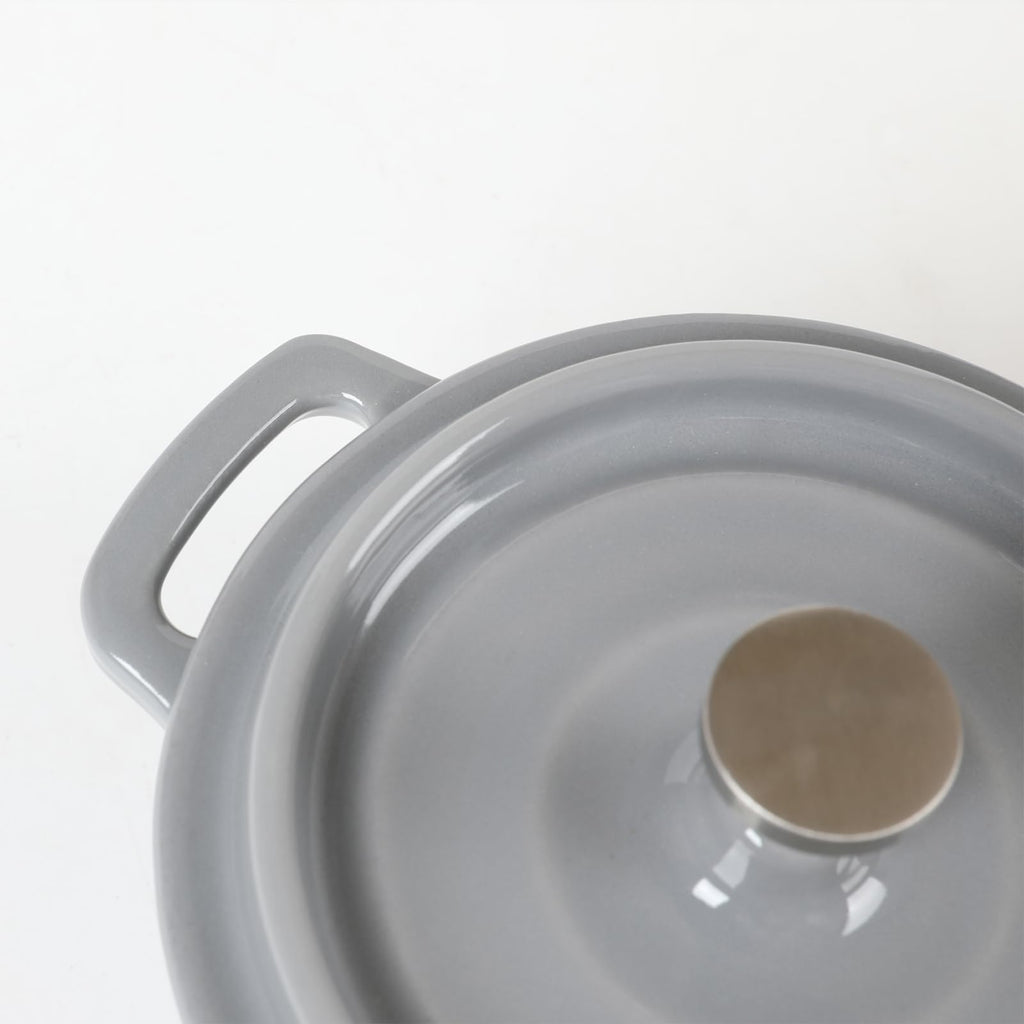 Enameled Cast Iron Mini Dutch Oven Cocotte Saucepan with Lid 270ml/9.13oz/1.08cups Gray Set of 2