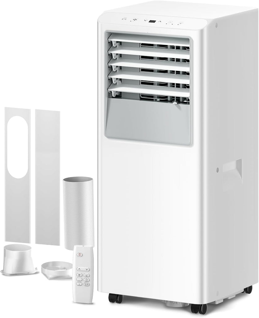 8000 BTU Portable Air Conditioner, 5-in-1 Cools 350 Sq.Ft, Quiet AC Unit with Fan & Dehumidifier, LED Display, Remote