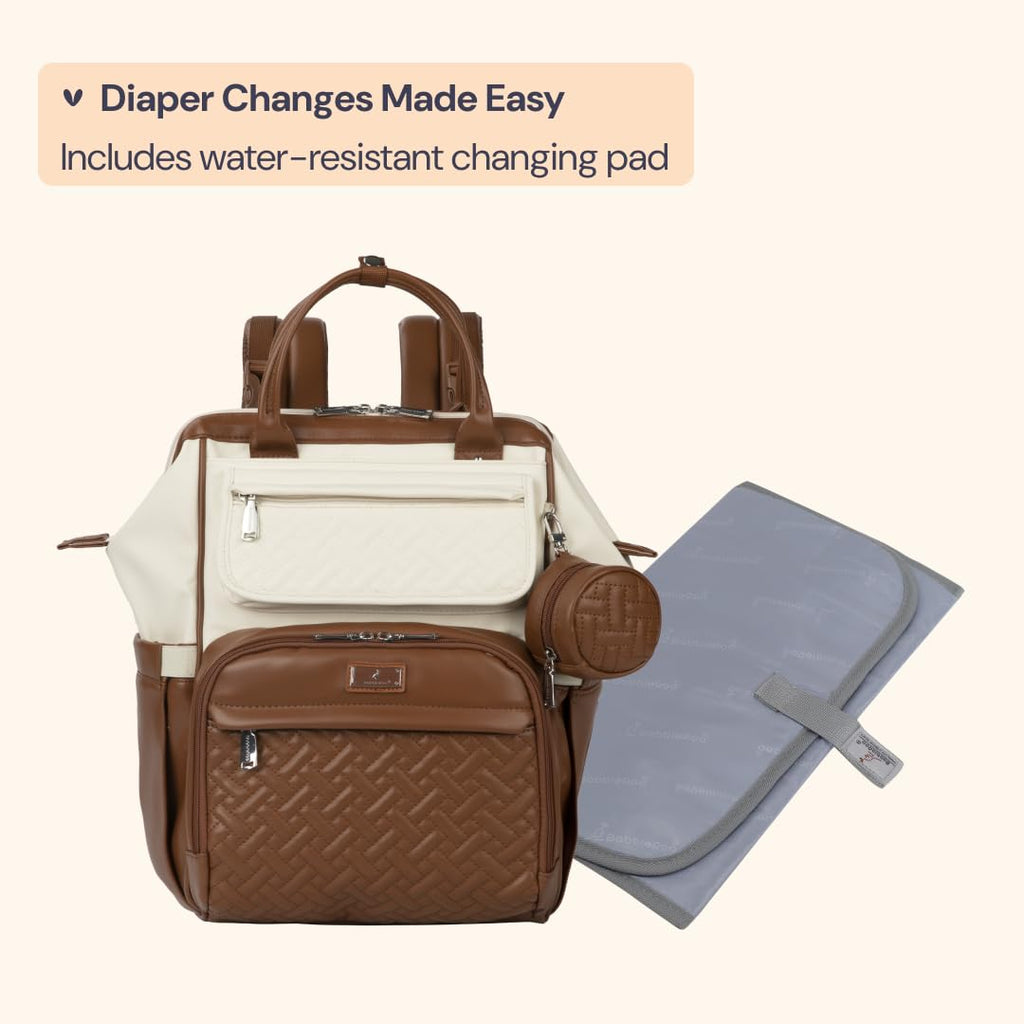 Leather Diaper Bag Backpack, Multifunction Large Bags with Changing Pad & Stroller Straps & Pacifier Case, Unisex