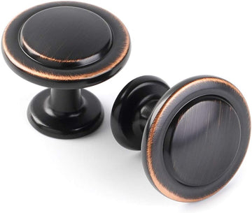 Round Cabinet Knobs Oil Rubbed Bronze Cabinet Pulls, Dia. 1-1/4 Inch, 10 Pack Bronze Drawer Knobs Cabinets 1960 Drawers