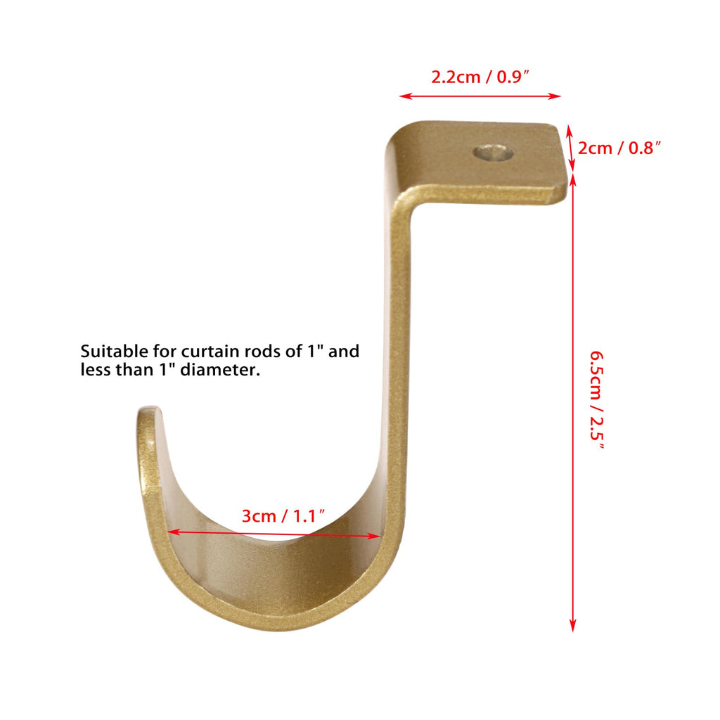 Sumnachon 3Pcs Ceiling Mount Curtain Rod Brackets for 5/8-1 Inch Rod, Gold