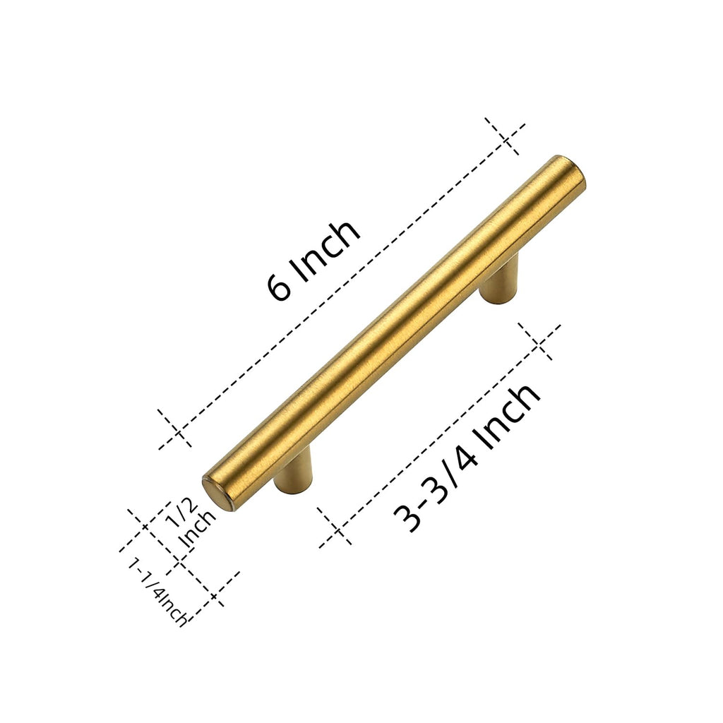 Brushed Brass Cabinet Handles Round Drawer Pulls 6 Inch 50 Pack