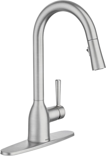 Adler Spot Resist Stainless One-Handle High Arc Pulldown Kitchen Faucet with Power Clean, 87233SRS