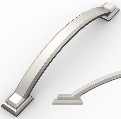10 Pack Brushed Satin Nickel Cabinet Pulls 5 Inch(128mm) Hole Centers, Handles Hardware, Arch Cabinet Handles Drawer