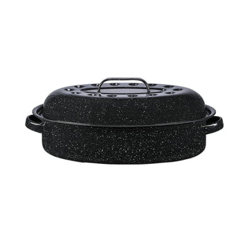 Covered Oval Roaster, 10 lb - Speckled Black