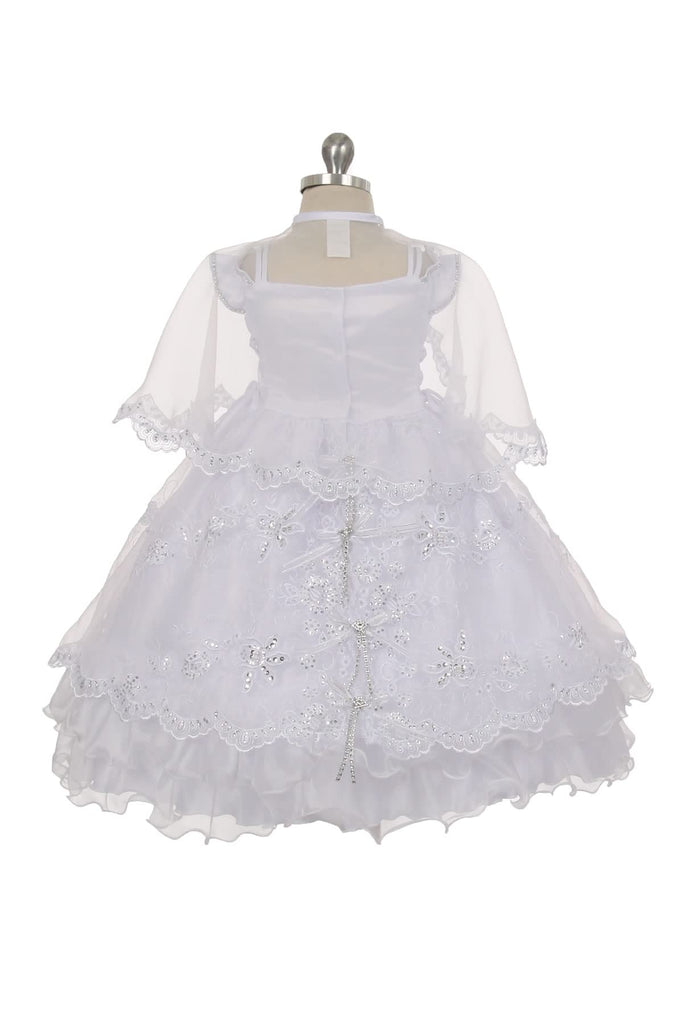 Virgin Mary Embroidery Off Shoulder Baby Infant Girl Baptism Christening Dress (TR40K1) White 1