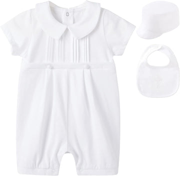 Baby Boy Baptism Outfit Cotton Romper