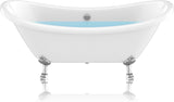 Clawfoot Series One Piece Belissima Double Slipper Acrylic Tub in White|69.29 in. L x 28.35 in. W x 30.12 in. H |