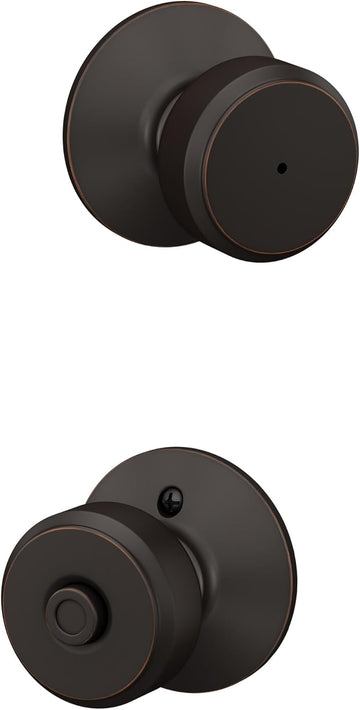 Bowery Bed/Bath Privacy Door Knob with Lock, Aged Bronze