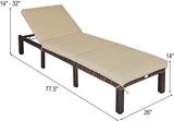 Rattan Wicker Chaise Lounge Chair, Outdoor Patio Lounger Recliner Chair w/Adjustable Backrest