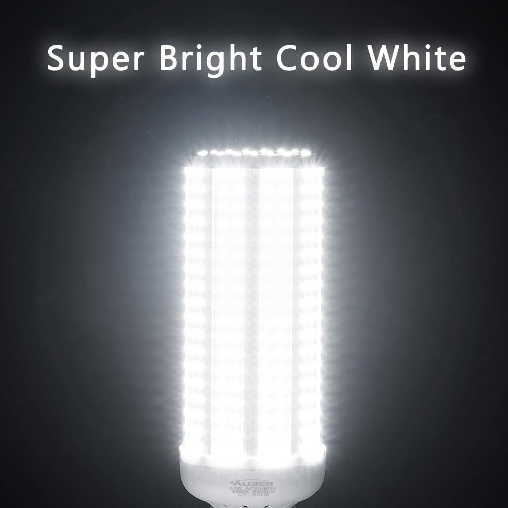 80W LED Corn Light Bulb, Large Mogul E39 Base, 8000-Lumen, 6500K Daylight Cool White, AC 85V-265V, LED Corn Bulb