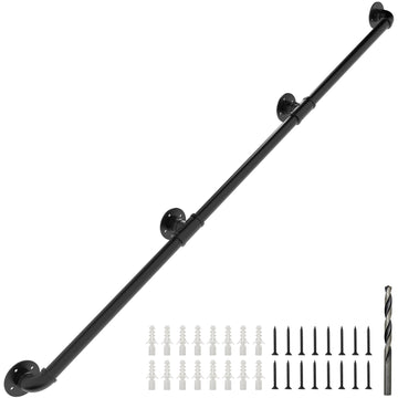Pipe Stair Handrail 9FT, Industrial Staircase Railing 1.25 in Tube Diameter