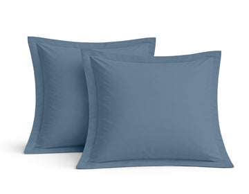 Euro Pillow Shams 24x24, Set of 2, 100% Egyptian Cotton, Medium Blue