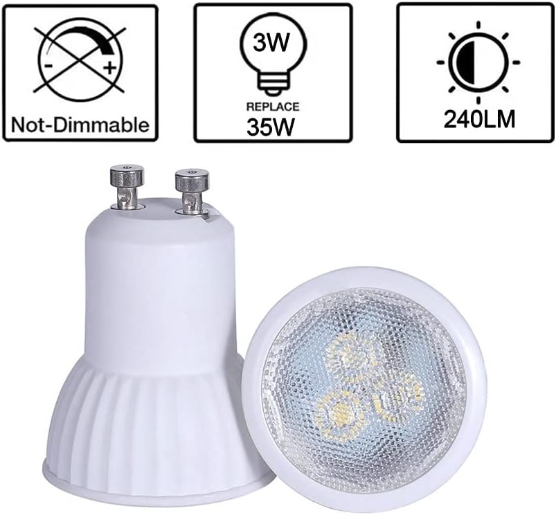 MR11 GU10 35mm Mini LED 3W 120V Non-Dimmable Spotlight Small Bulb Replace 35W Halogen Bulb Equivalent GU10 LED