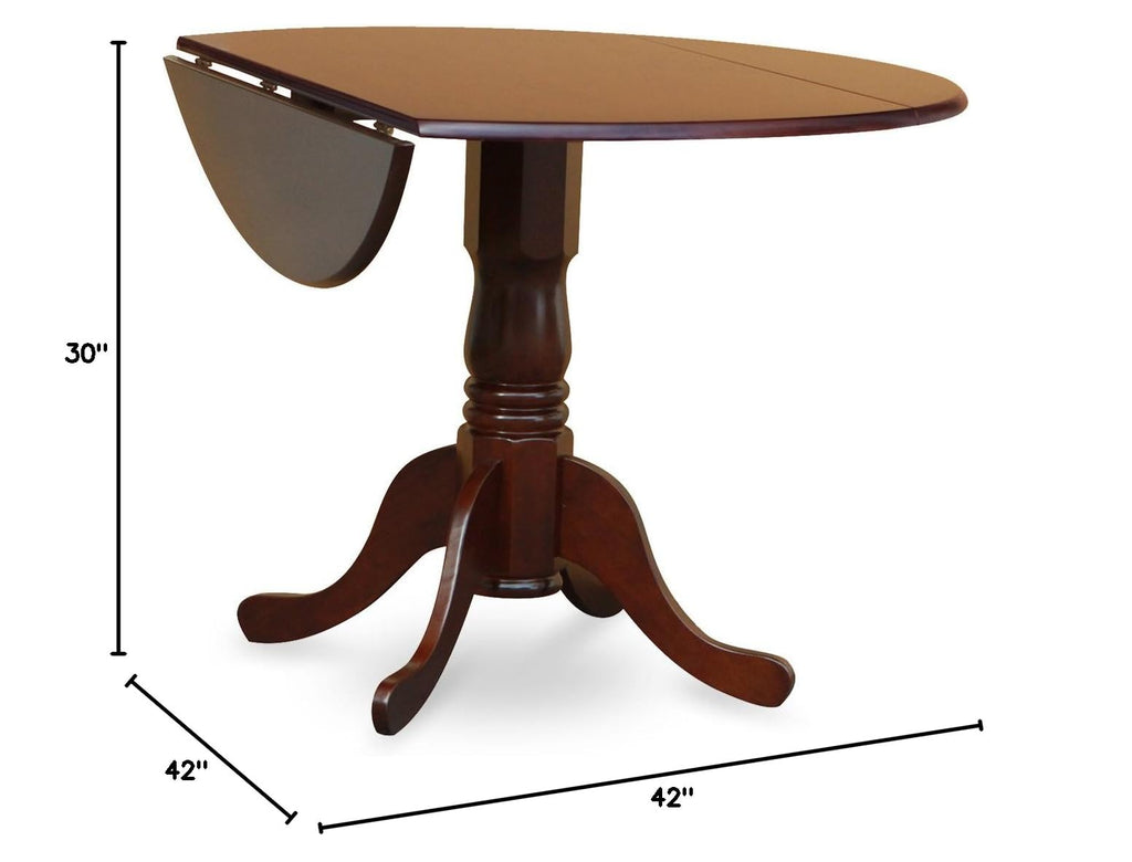 West Furniture DLT-MAH-TP Dubl Table - a Round Solid Wood Table Top with Dropleaf & Pedestal Base, 42x42 Inch