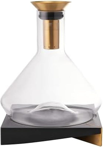 Premium Wine Decanter with Sediment Strainer and Integrated Aerator | Crystal Glass Carafe to Enhance Flavor