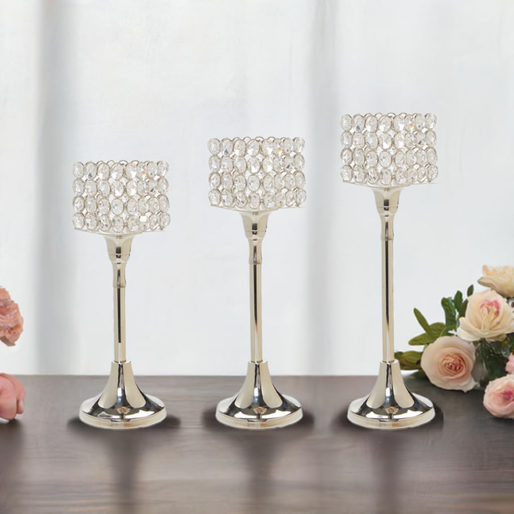 Crystal Candle Holders Set of 3 (Hurricane Set)